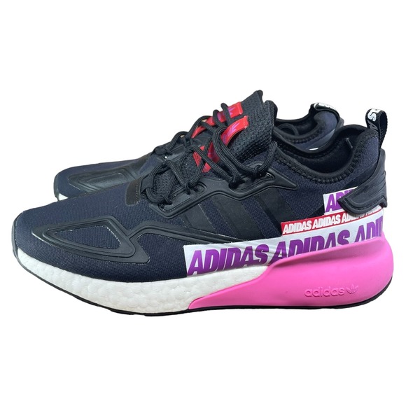 Adidas ZX 2K Boost Wordmark‎ Heel Stripe - Black Pink 2020 Women's Size 9 - Picture 1 of 12